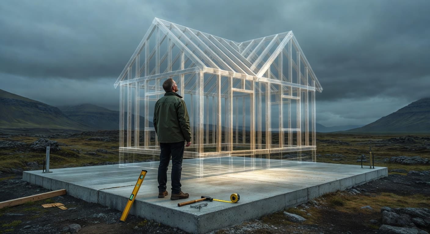 Hugmynd að timburhúsi